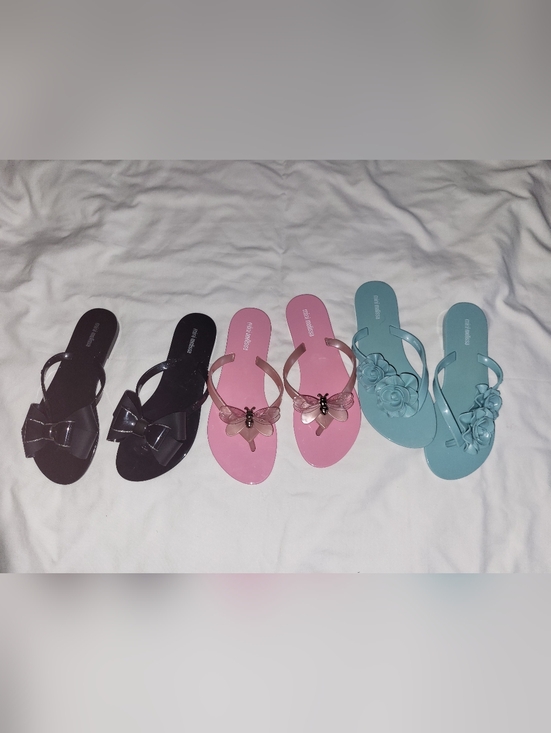 Mini Melissa Other - 3 Mini Melissa Jelly Flip Flop Sandals - Pink, Black, Teal